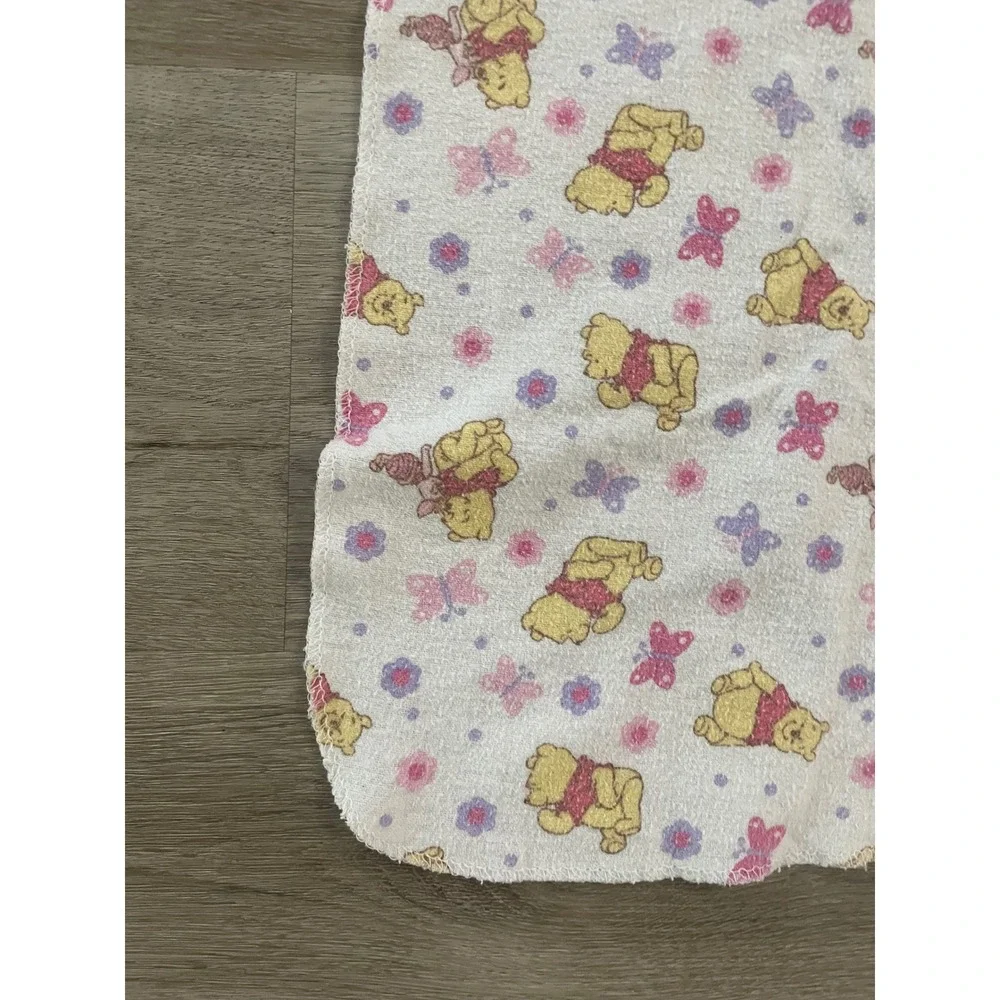 Vintage Disney Winnie the Pooh Baby Blanket Floral Butterfly Cotton 90s Nursery